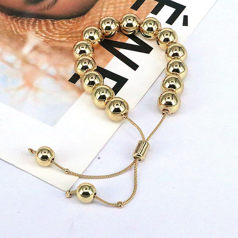 Wholesale Geometric Glossy Round Beads Adjustable Bracelet